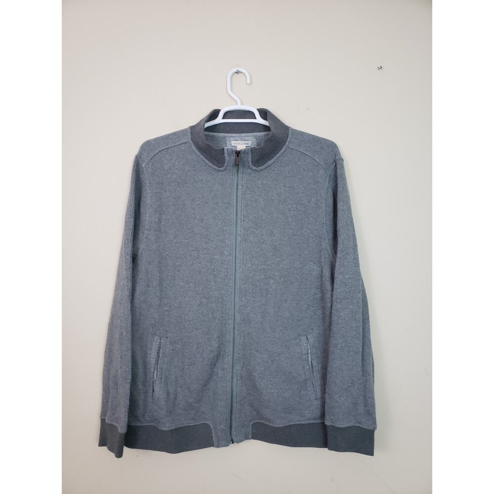 Carbon2Cobalt Men Full Zip Sweater Jacket Size XL Cable Knit Gray Cottagecore